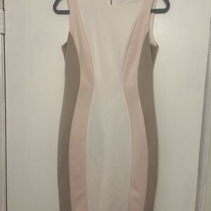 Calvin Klein Cream and Pink Midi Dress